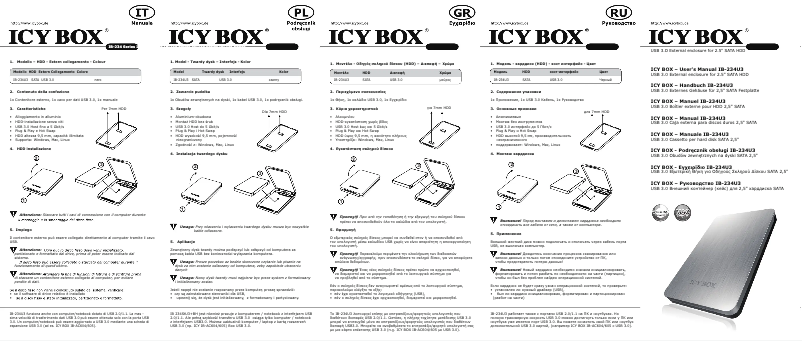 Page 1 de la notice Manuel utilisateur Icy Box IB-234U3