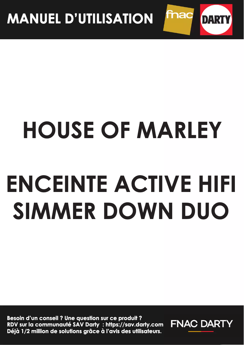 Page n°1 - Manuel utilisateur House of Marley Simmer Down Duo