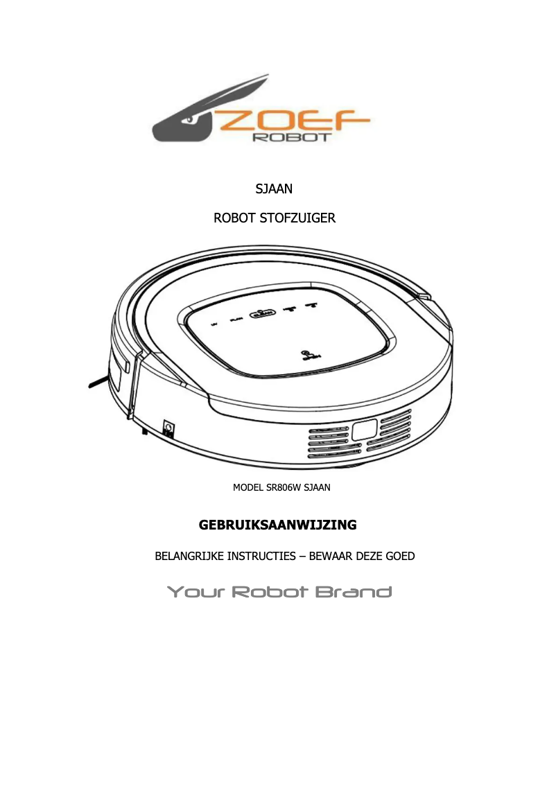 Page 1 de la notice Manuel utilisateur Zoef Robot Sjaan