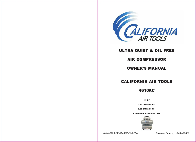 Page 1 de la notice Manuel utilisateur California Air Tools 4610AC