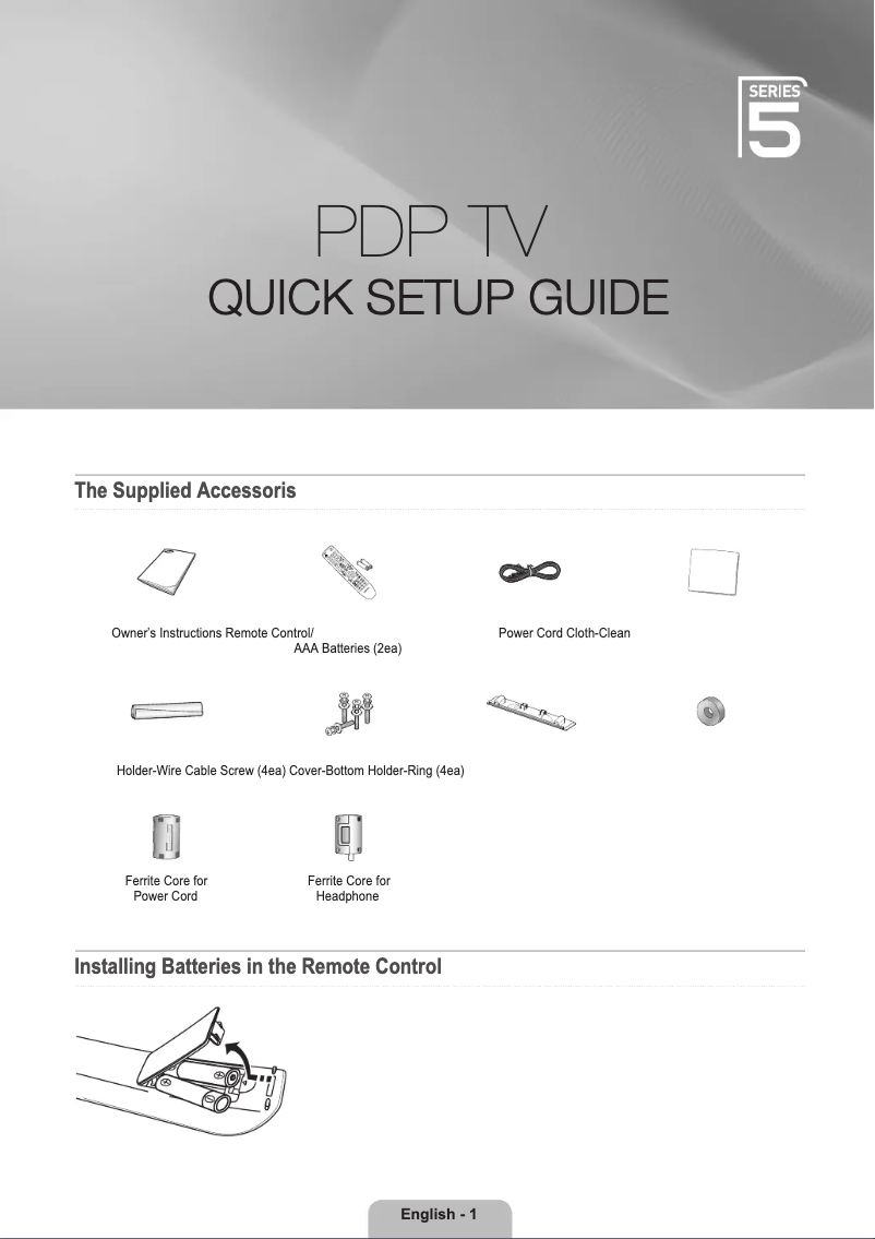 Page 1 de la notice Manuel utilisateur Samsung PS50B556T3W