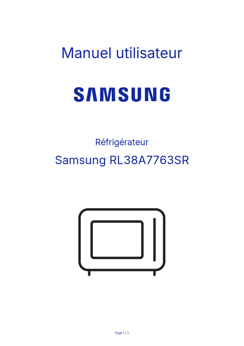 Image de la première page du manuel de l'appareil RL38A7763SR
