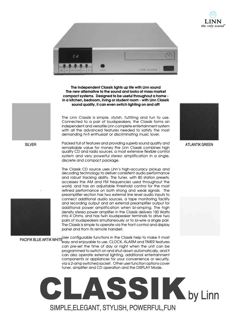 Página 1 del manual Ficha técnica Linn Classik-T