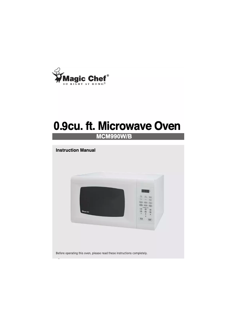 Page 1 of the manual User Manual Magic Chef MCM990B
