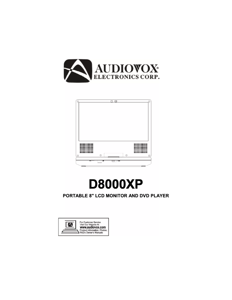 Page 1 de la notice Manuel utilisateur VOXX D8000XP