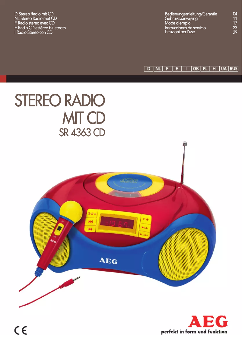 Page 1 de la notice Manuel utilisateur AEG SR 4363 CD