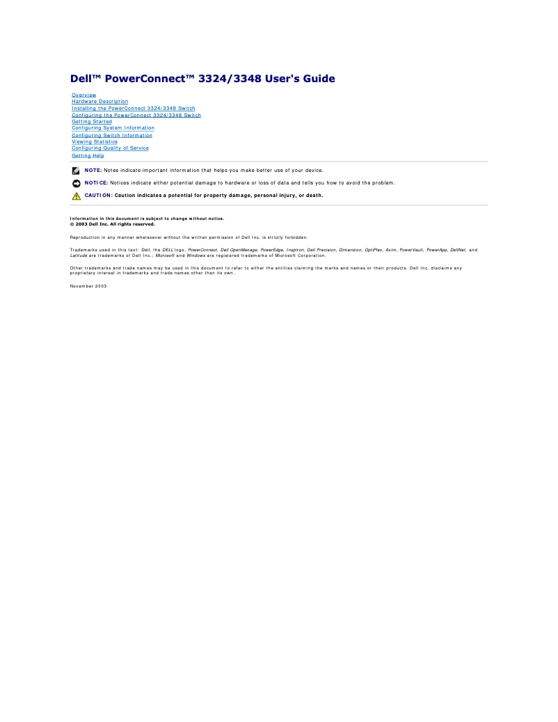 Page n°1 - Manuel utilisateur Dell PowerConnect 3324