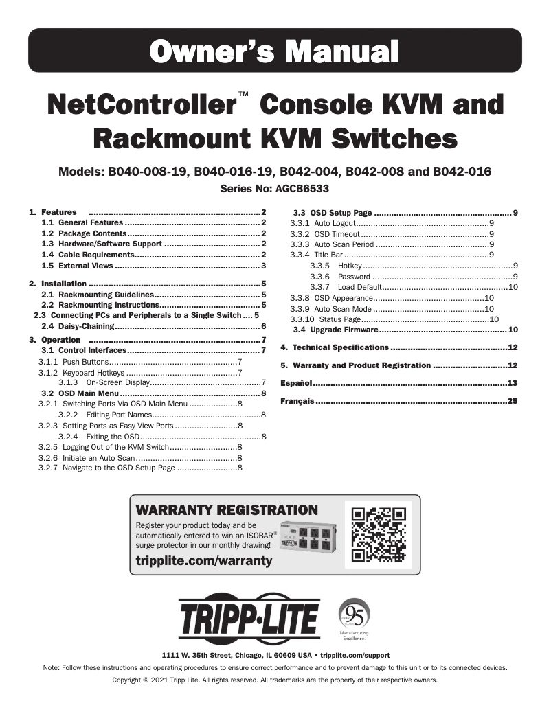 Page n°1 - Manuel utilisateur Tripp Lite B040-016-19