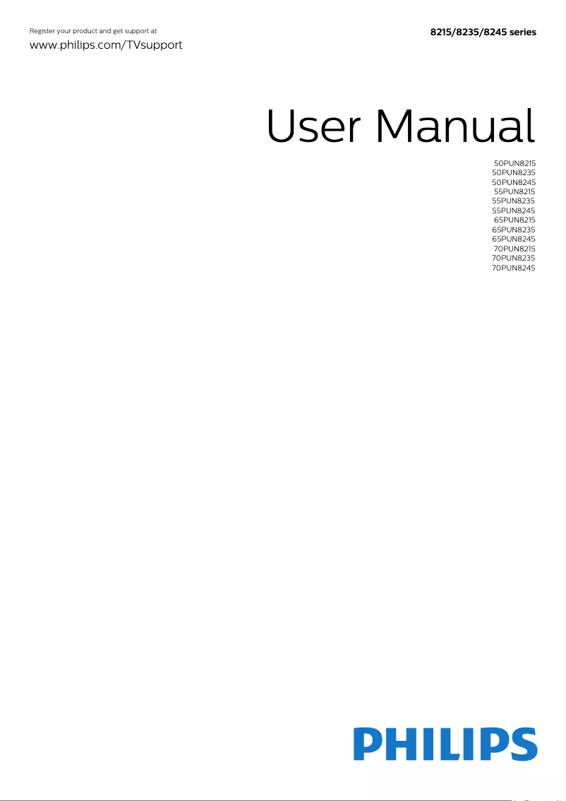 First page image of the manual for 65PUN8245