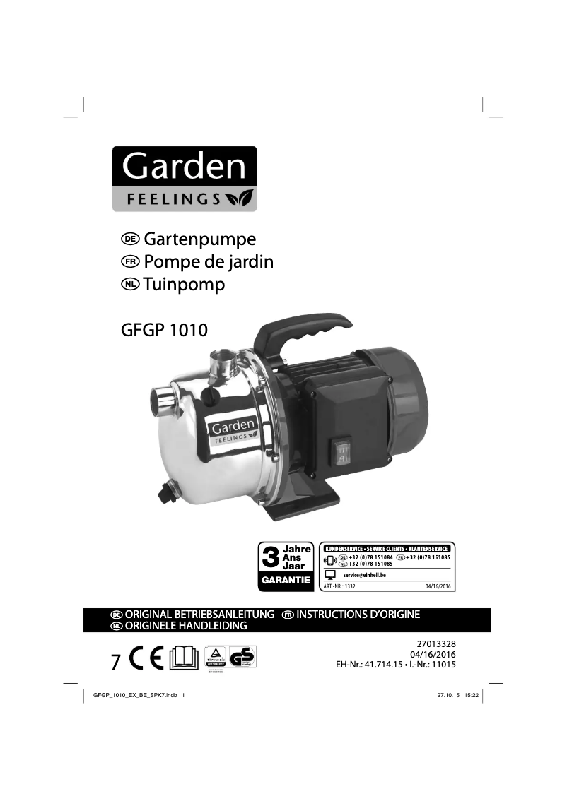 Página 1 del manual Manual de usuario Garden Feelings GFGP 1010