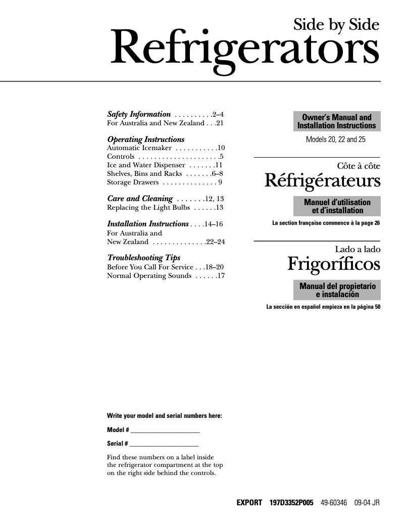 Image de la première page du manuel de l'appareil PSG22MIMFBB