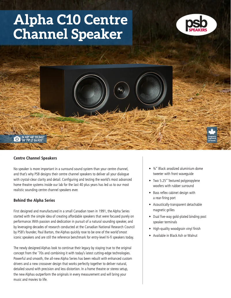 Page 1 of the manual Technical Sheet PSB Alpha C10