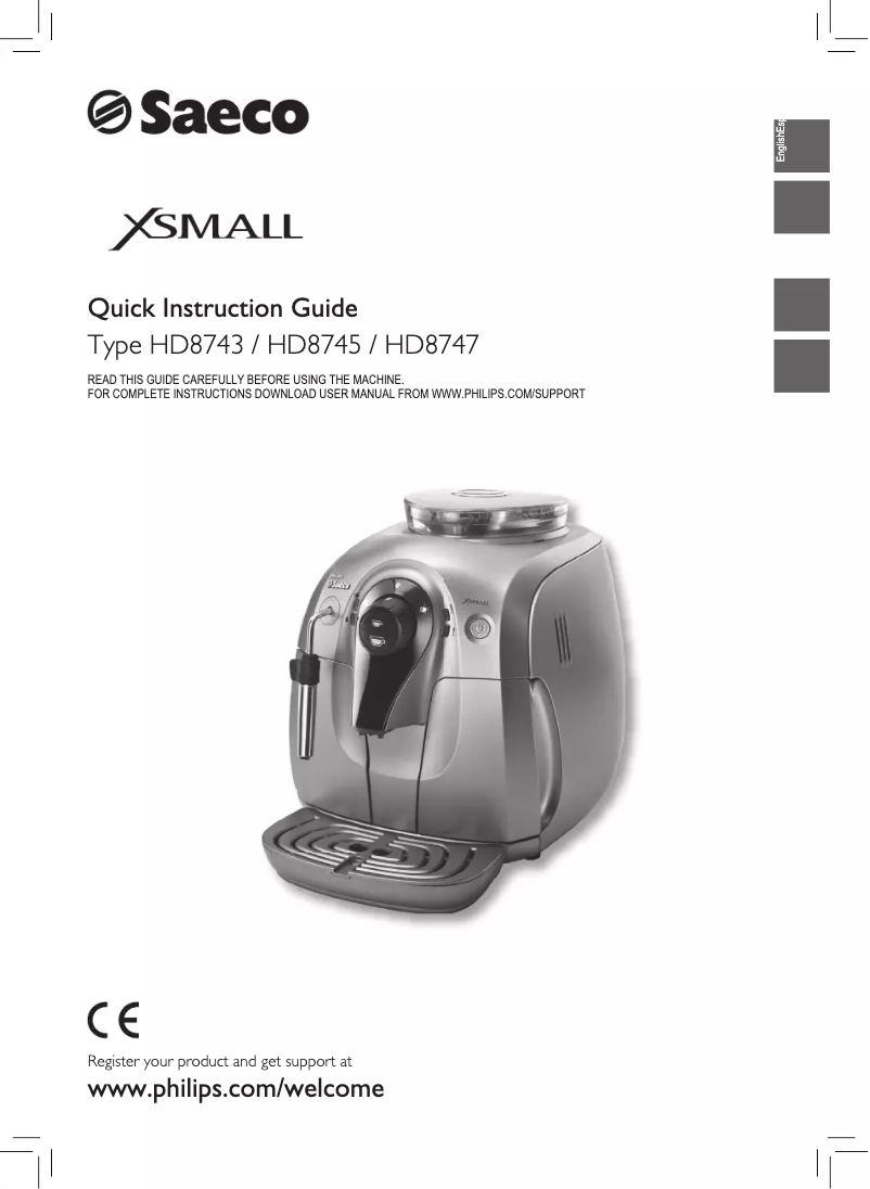 Image de la première page du manuel de l'appareil Saeco Xsmall HD8745