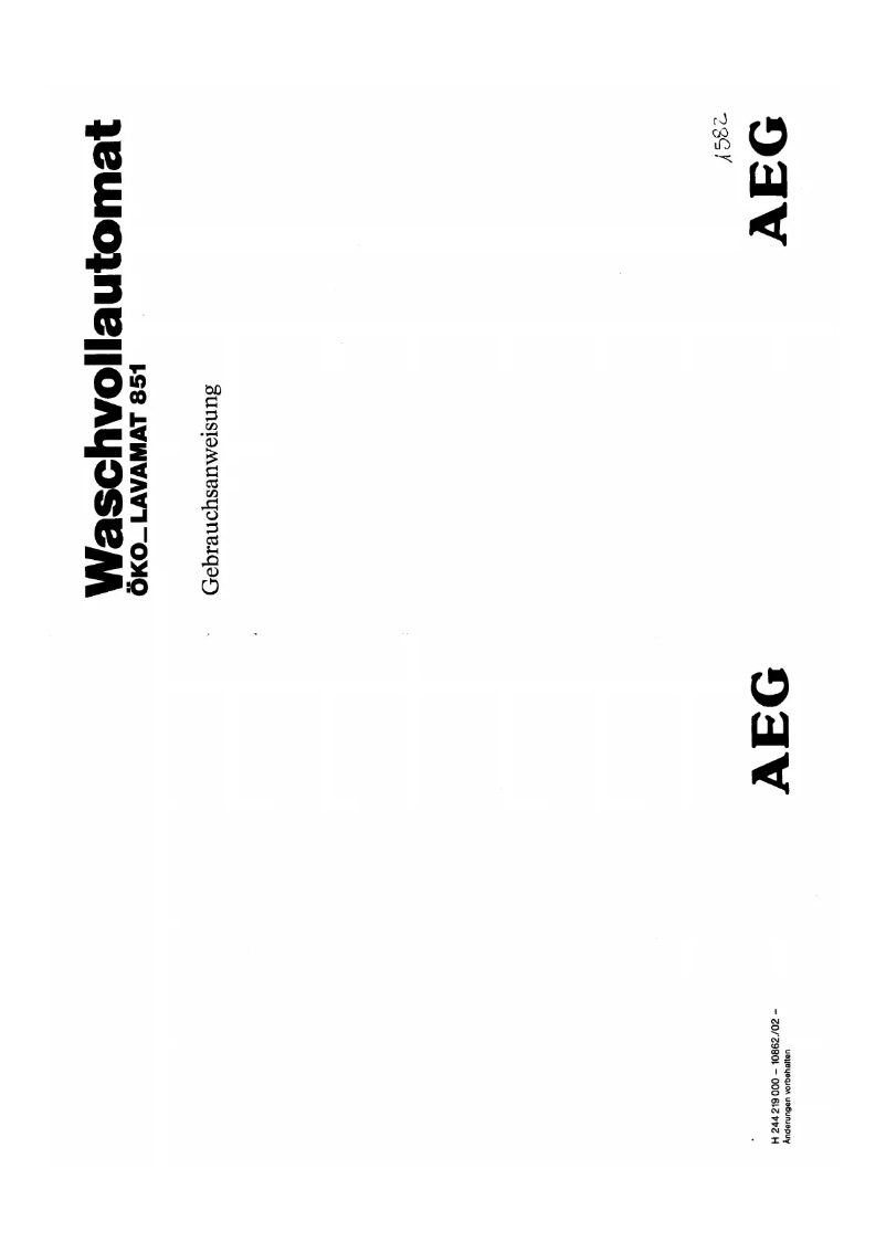 Page n°1 - Manuel utilisateur AEG Lavamat 851