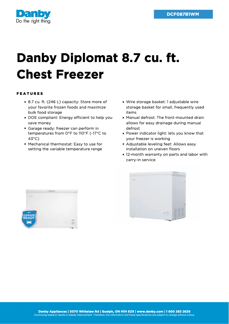 Image de la première page du manuel de l'appareil DCF087B1WM