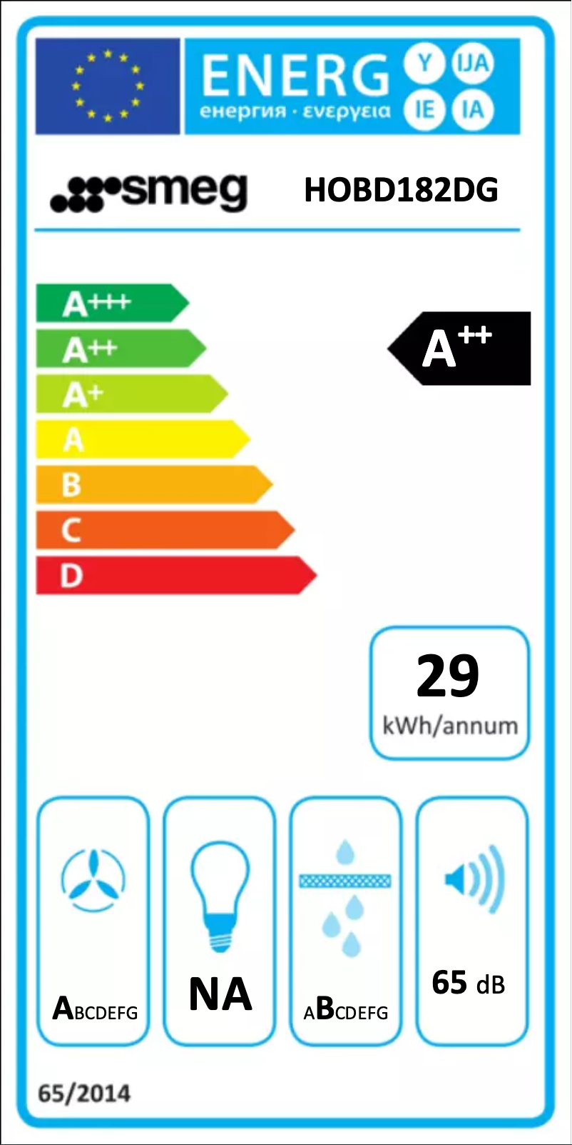 Page n°1 - Label énergétique Smeg HOBD182DG