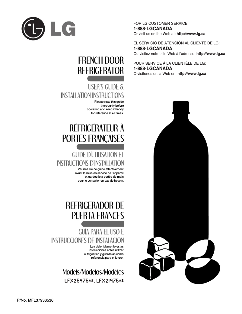 Page 1 de la notice Manuel utilisateur LG GR-L258USJP