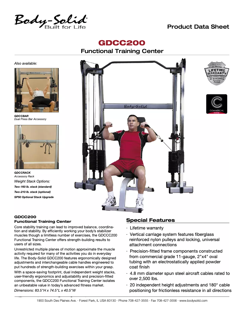 Page n°1 - Manuel utilisateur Body-Solid GDCC200