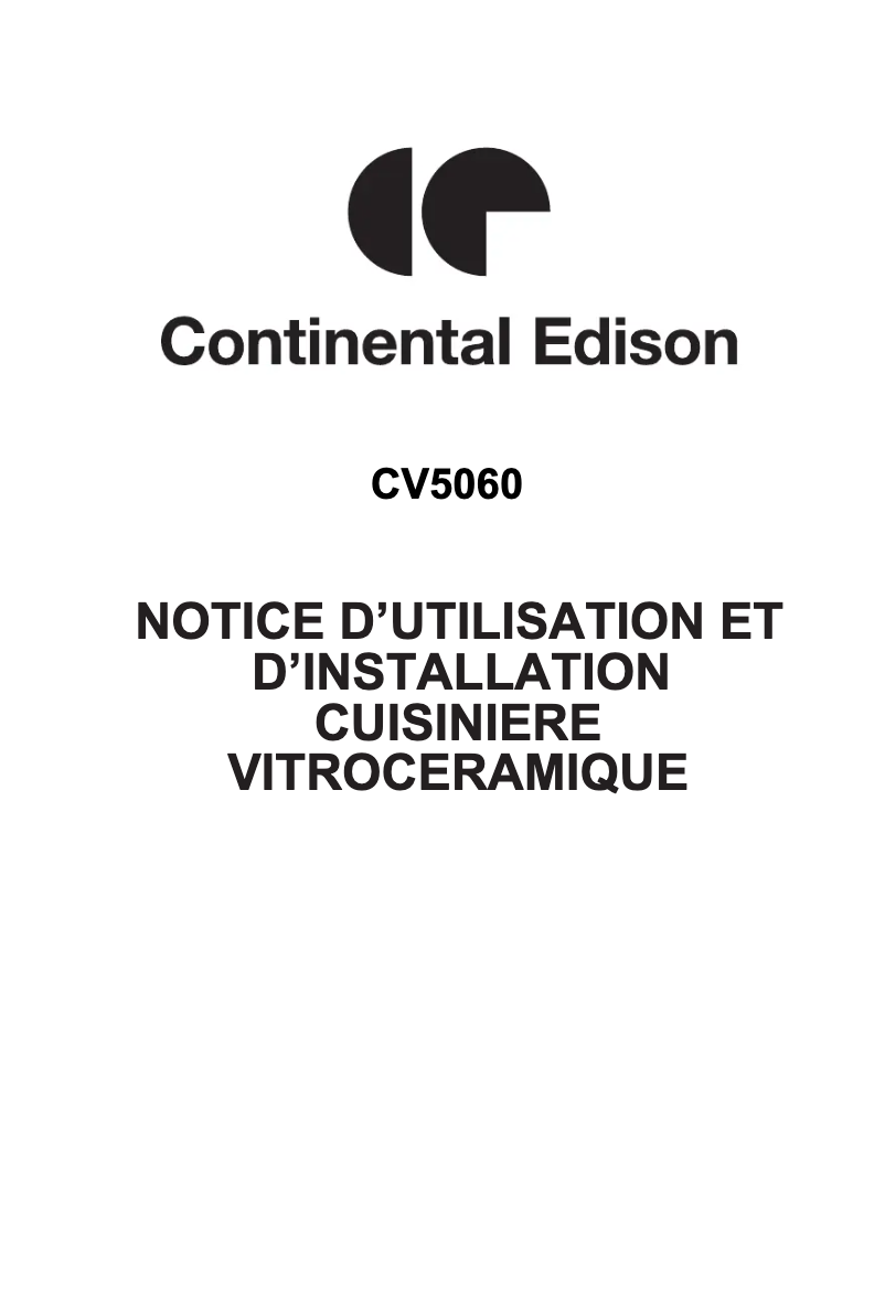 Page 1 de la notice Manuel utilisateur Continental Edison CECV5060