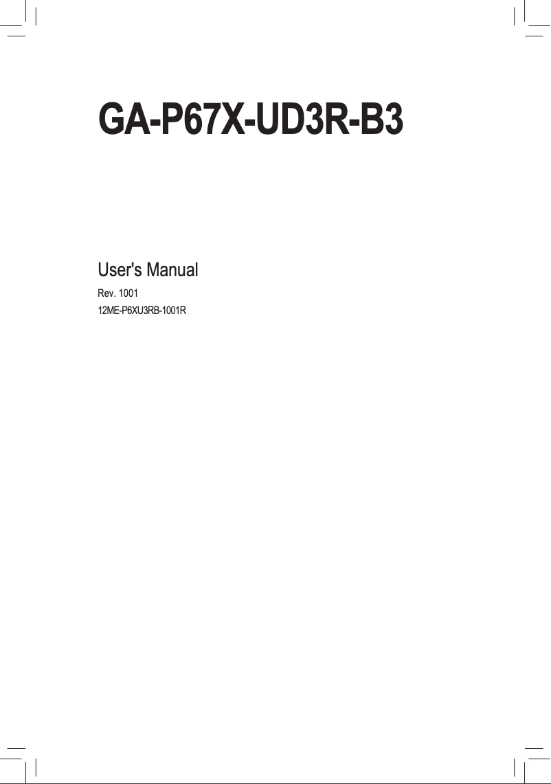 Image de la première page du manuel de l'appareil GA-P67X-UD3R-B3