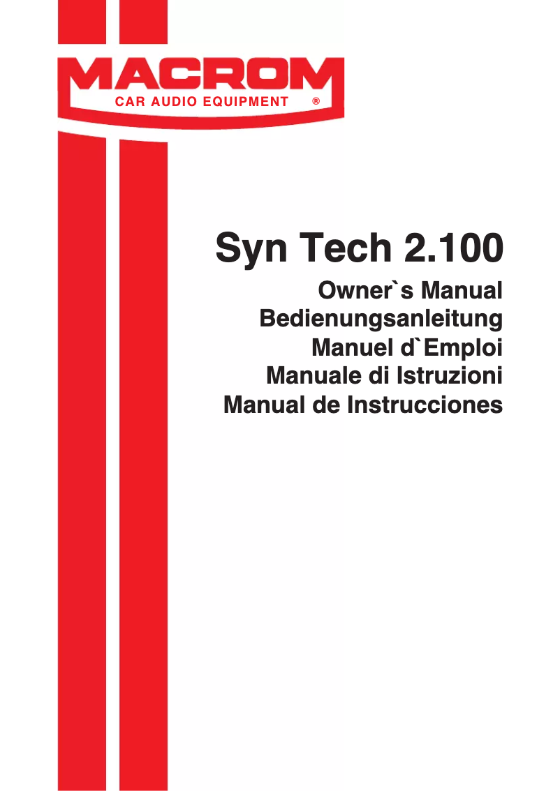 Page 1 de la notice Manuel utilisateur Macrom Syn Tech 2.100
