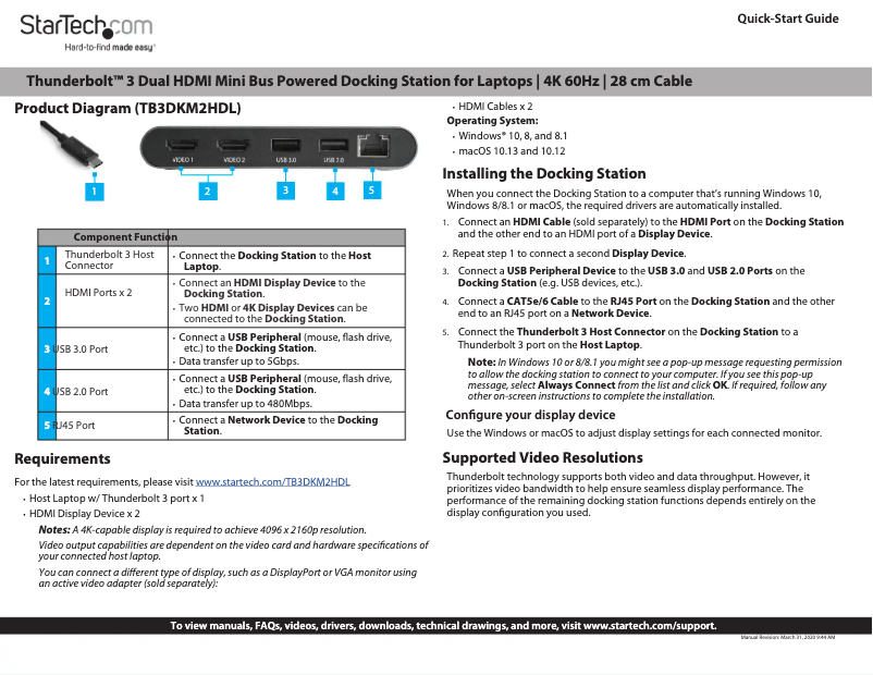 Image de la première page du manuel de l'appareil TB3DKM2HDL