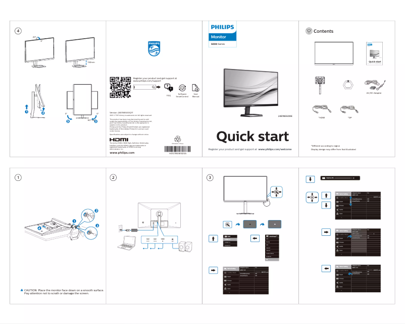 Page 1 de la notice Guide de démarrage rapide Philips 24E1N5500E
