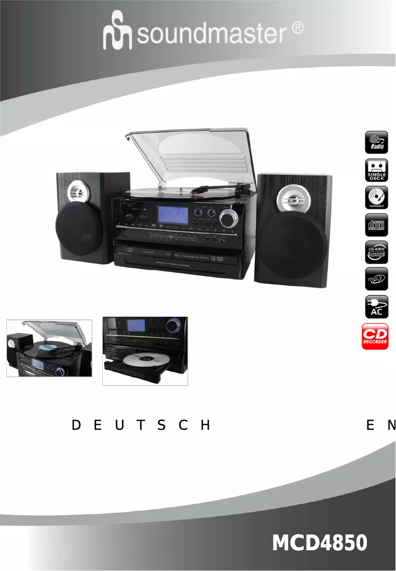 Page 1 de la notice Manuel utilisateur Soundmaster MCD4850