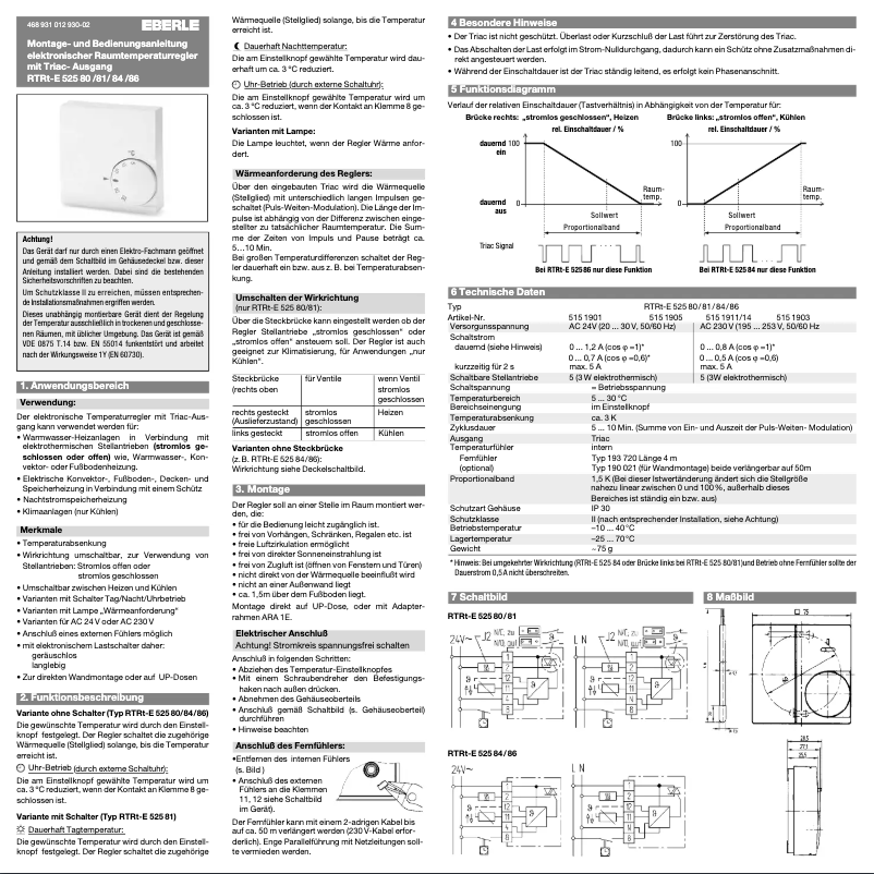Image de la première page du manuel de l'appareil RTRT-E 52584
