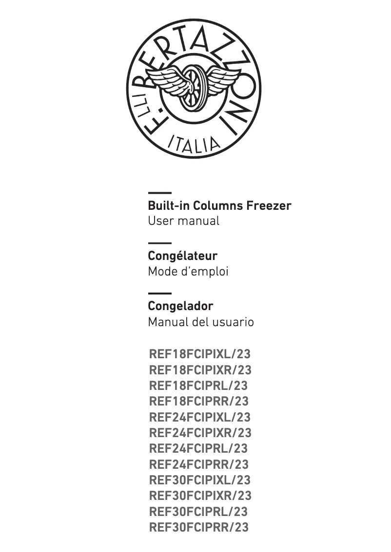 Page 1 de la notice Manuel utilisateur Bertazzoni REF24FCIPIXR