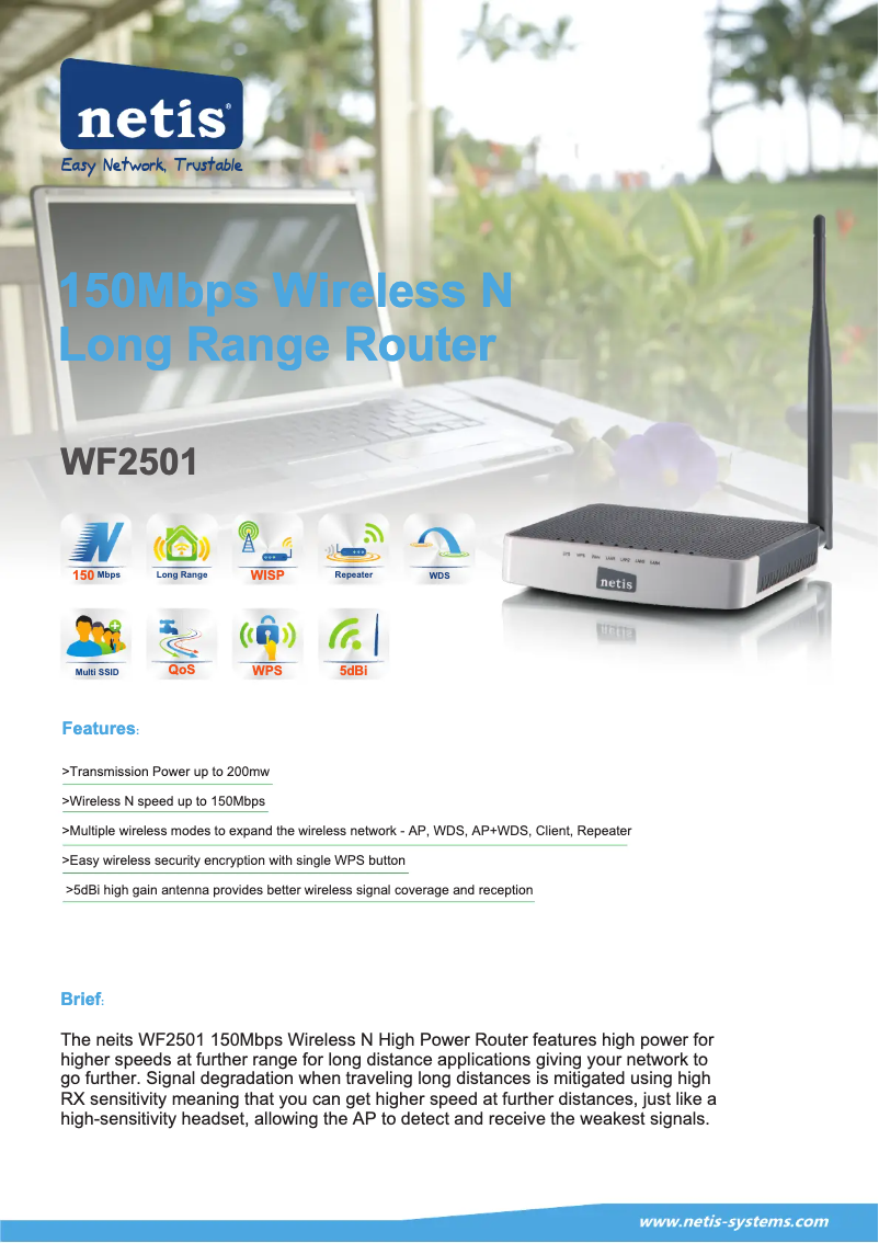 Page n°1 - Fiche technique Netis WF2501