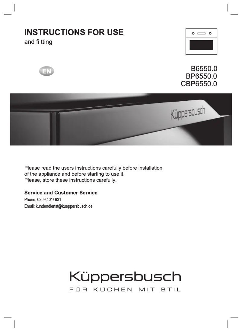 Page 1 de la notice Manuel utilisateur Küppersbusch CBP6550.0W