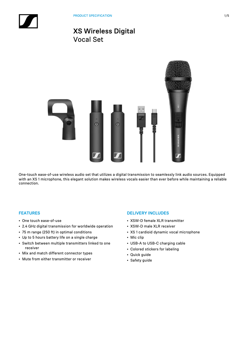 Image de la première page du manuel de l'appareil XSW-D Vocal Set