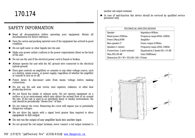 Page 1 de la notice Manuel utilisateur Skytronics 170.175
