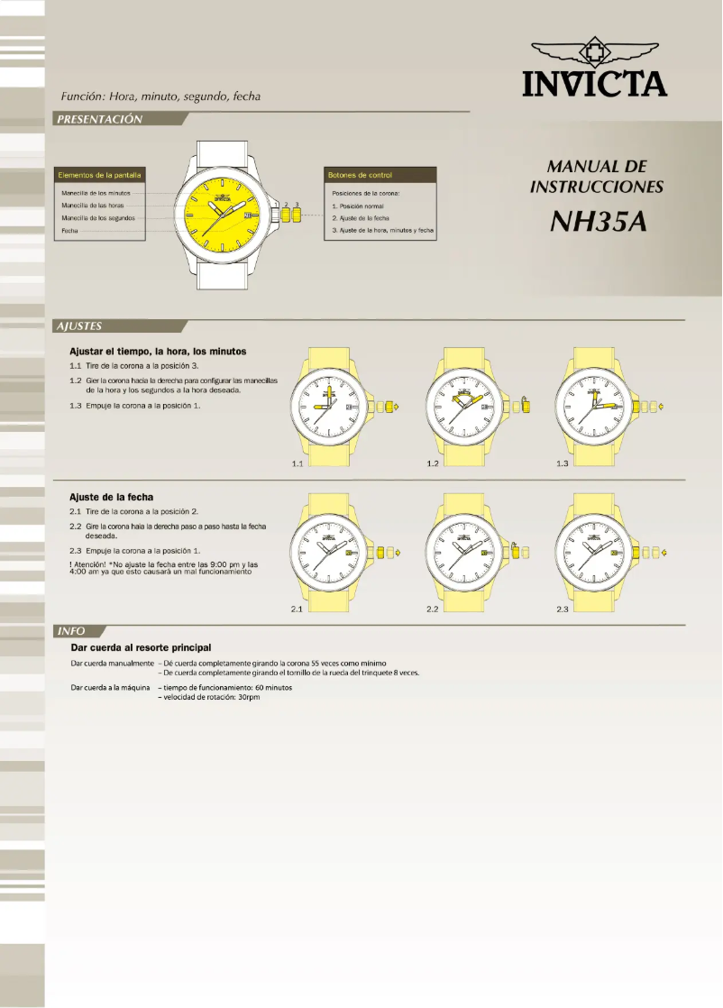 Page n°1 - Manuel utilisateur Invicta Pro Diver 30293