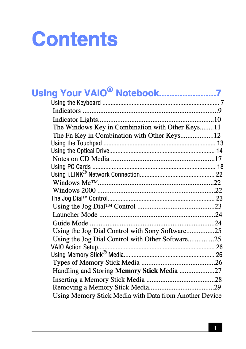 Página 1 del manual Manual de usuario Sony Vaio PCG-SR27