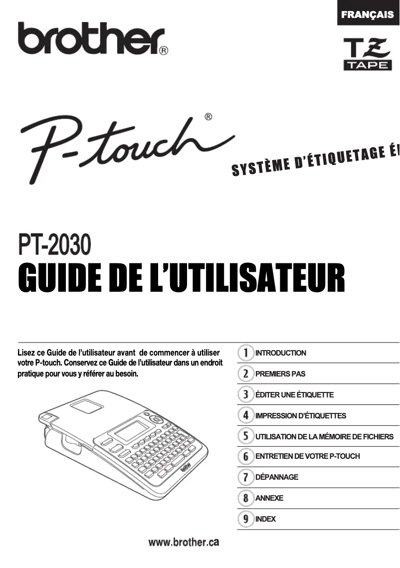 Page n°1 - Manuel utilisateur Brother P-touch PT-2030AD