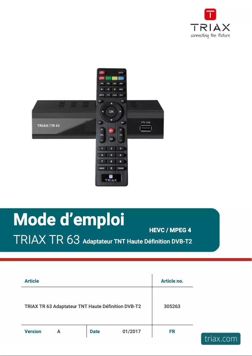 Image de la première page du manuel de l'appareil TR 63