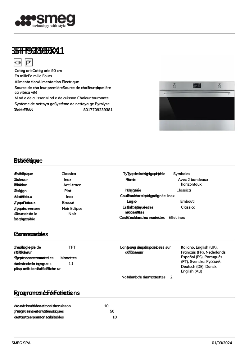 Image de la première page du manuel de l'appareil SFP9395X1