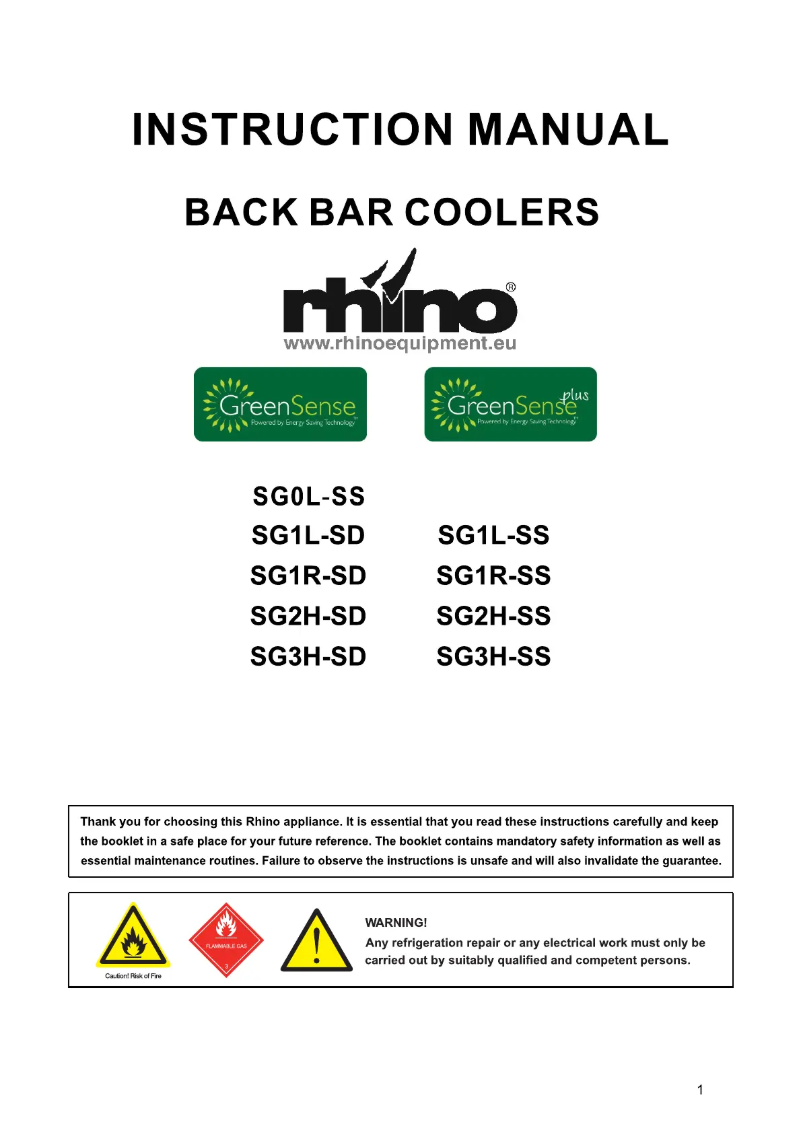 Page n°1 - Manuel utilisateur Rhino SG2S-B