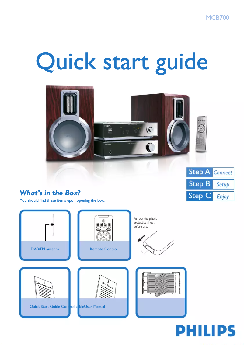 Página 1 del manual Guía de inicio rápido Philips MCB700