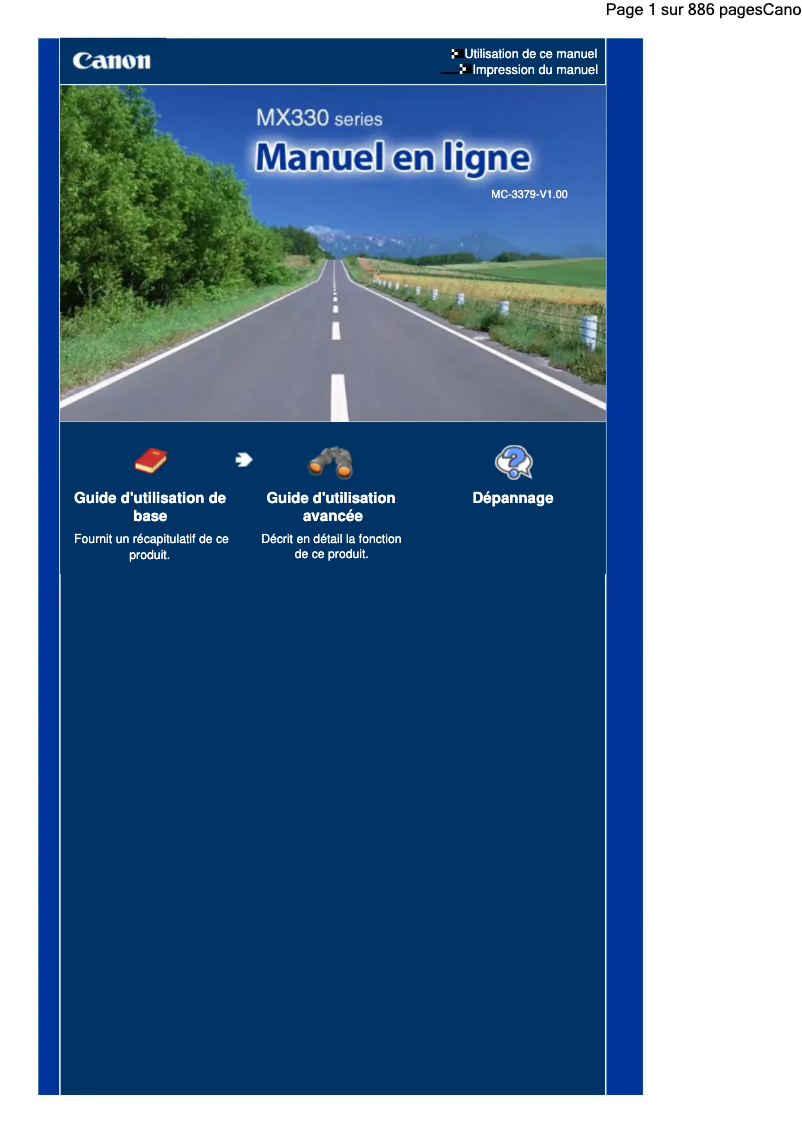 Page 1 de la notice Manuel utilisateur Canon PIXMA MX330