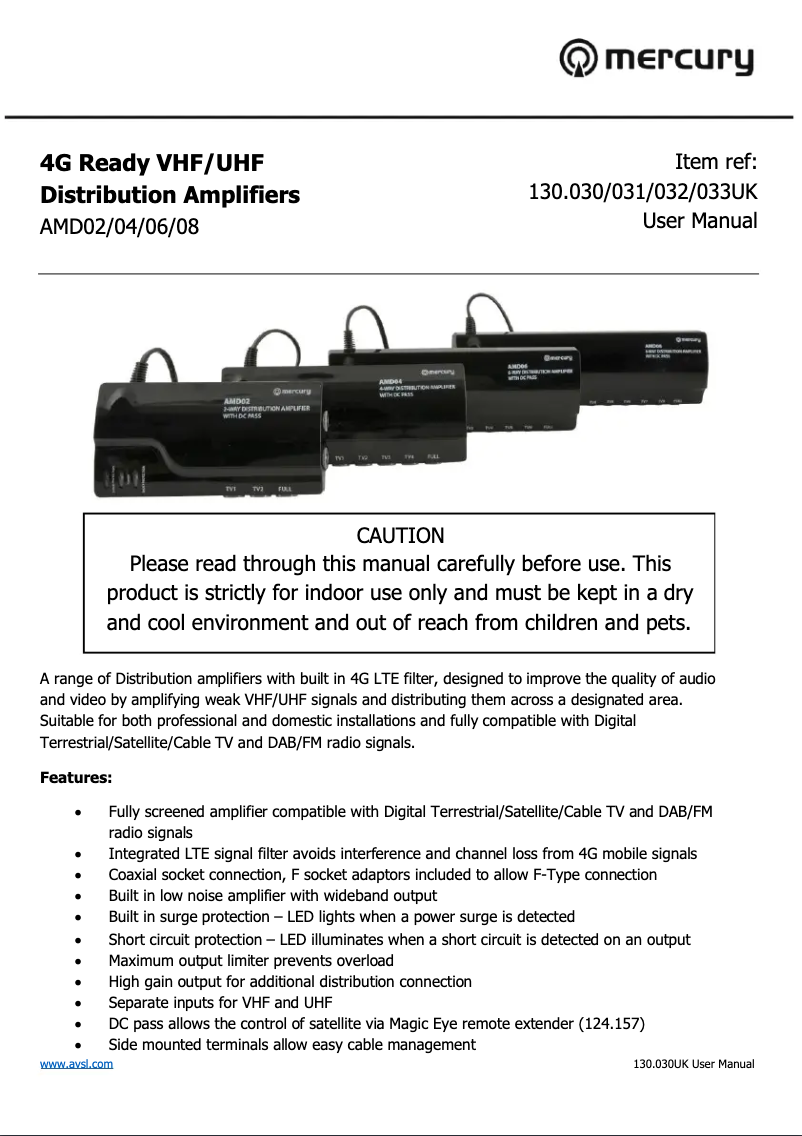 Page 1 de la notice Manuel utilisateur Mercury AMD06