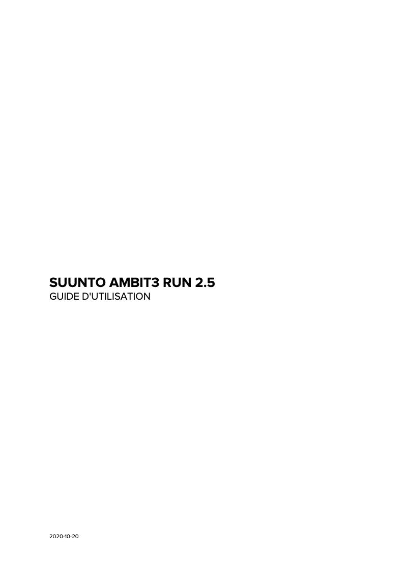 Page 1 de la notice Manuel utilisateur Suunto Ambit3 Run
