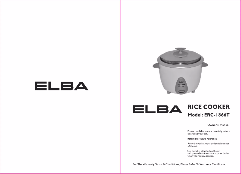 Page 1 of the manual User Manual Elba ERC-1866T