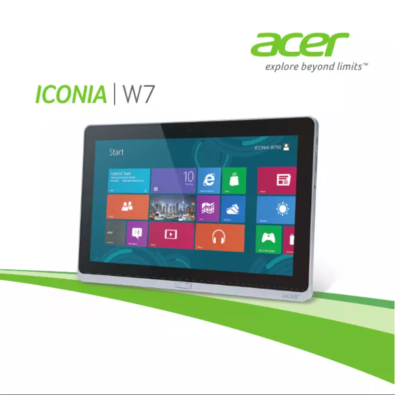 Page 1 de la notice Manuel utilisateur Acer Iconia Tab W7