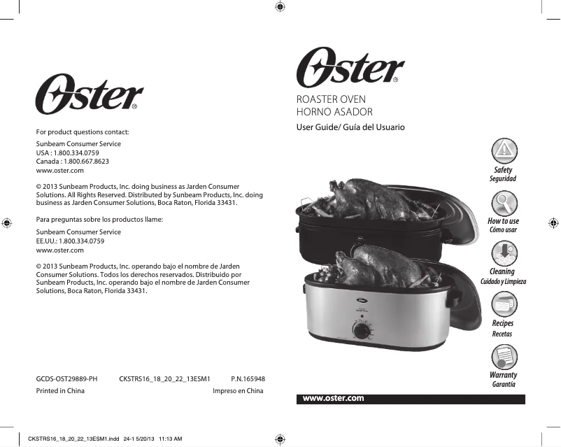 Page n°1 - Manuel utilisateur Oster CKSTRS23-SB