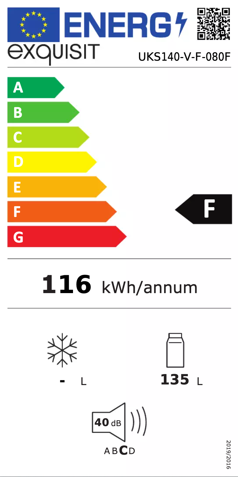 Page n°1 - Label énergétique Exquisit UKS140-V-F-080F