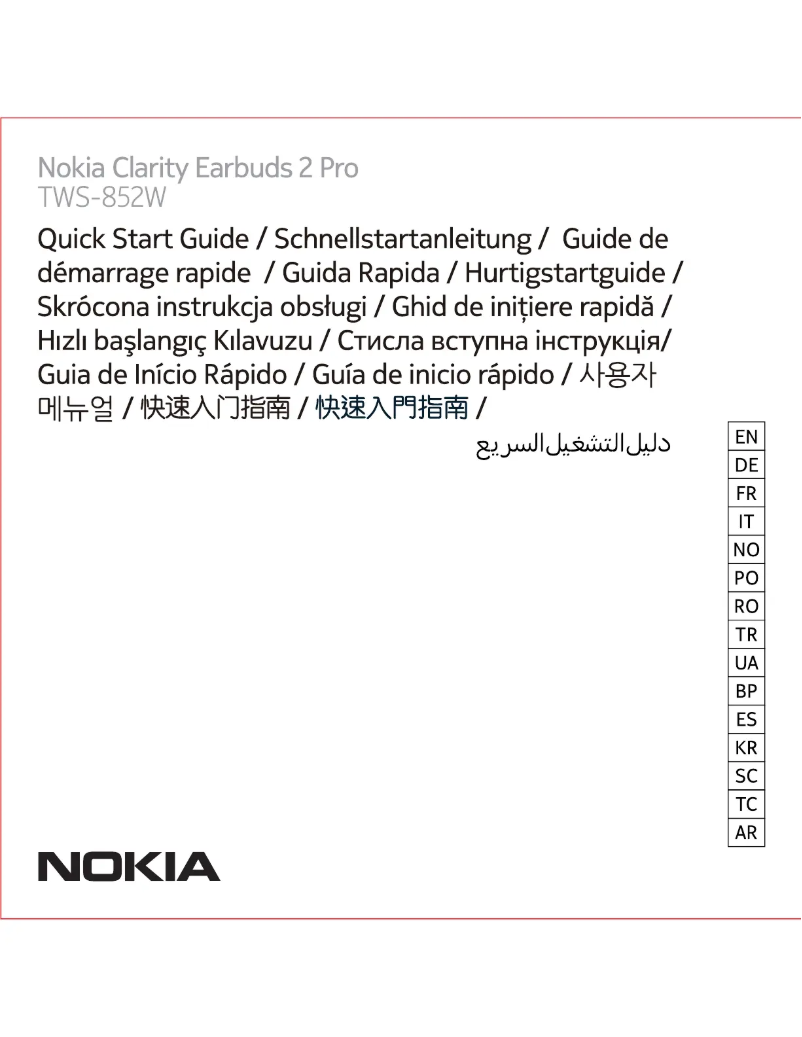 Page 1 de la notice Manuel utilisateur Nokia Clarity Earbuds 2 Pro