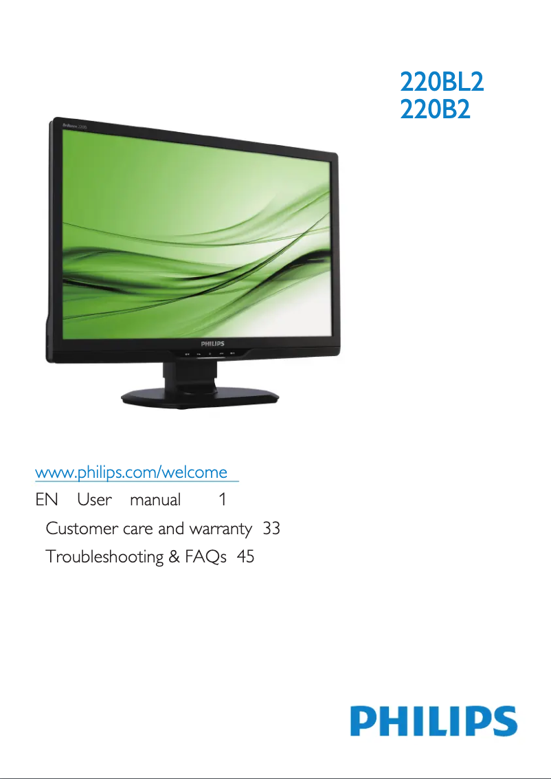 Page 1 de la notice Manuel utilisateur Philips Brilliance 220B2CB